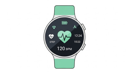 Modern smartwatch displaying heart rate and fitness metrics