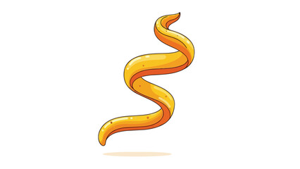 Vibrant yellow-orange curvilinear abstract design element isolated on white. A glossy, wavy, flowing, dynamic spiral illustration representing