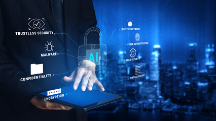 The role of AI in cybersecurity for advanced threat protection and data security. Using AI for malware detection, encryption, and user authentication. Motif