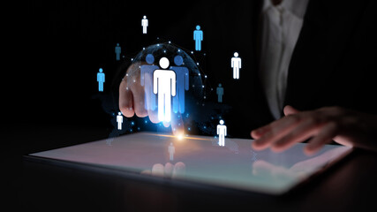 A concept of global leadership and network influence. A central team or individual connects with a professional network distributed across the world map, representing worldwide reach. Fermion