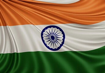 Indian National Flag Full Frame Fabric Background For Celebration Indian Day