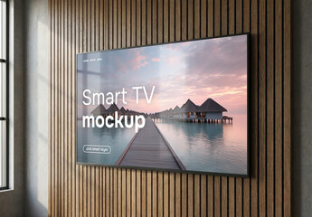 Smart TV screen on a wall in business center