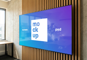 Presentation screen on a wall in office