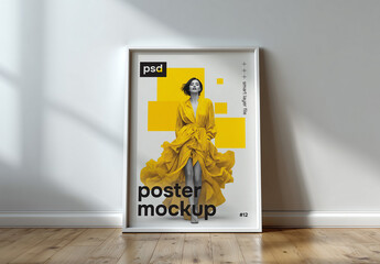 Poster frame against wall mockup
