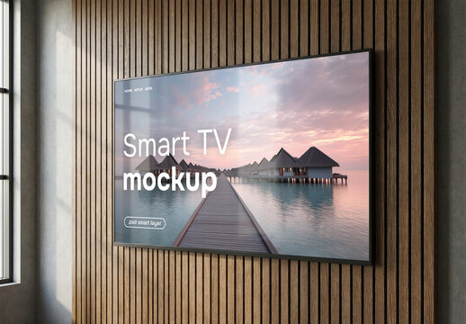 Smart TV screen on a wall in business center
