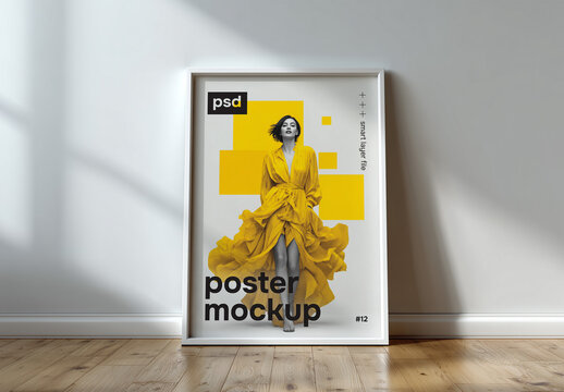 Poster frame against wall mockup