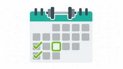 Checkmarks on calendar page with green highlighted date