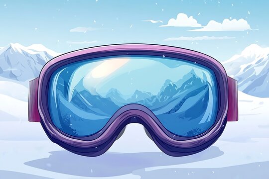 A cartoon vector illustration of ski goggles captures the thrill of winter sports while appealing to adventure enthusiasts.