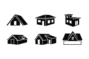 Fototapeta premium Modern and Classic House Architecture Silhouette Icons