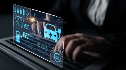 Charging dashboard for electric vehicles with battery status, energy usage, renewable integration,...