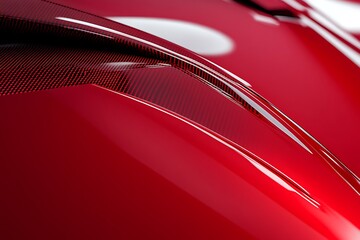 A close-up of a vivid red tech background showcases innovations with sleek surfaces and modern designs.