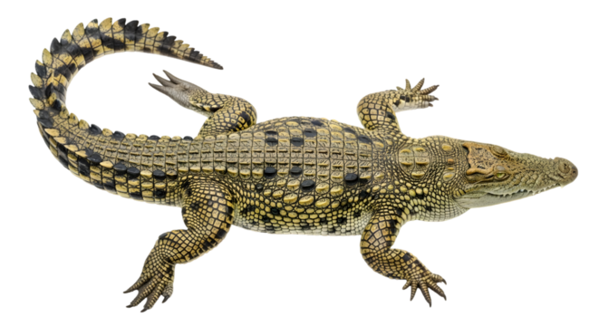 A large reptile with a long tail and sharp teeth on a transparent background - Powered by Adobe