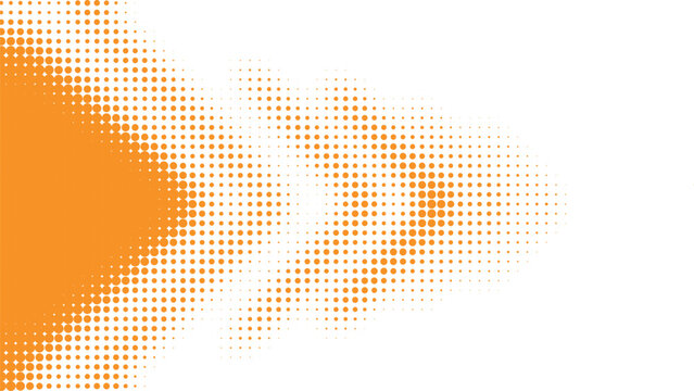 Dynamic orange halftone dot pattern fading into white background for modern design Vector