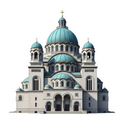 Obraz premium 3d cathedral with green domes transparent background cutout png