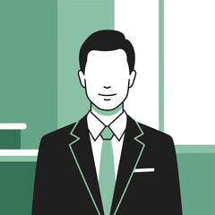 Illustration of a faceless business professional in a suit. Ideal for use in corporate brochures, website banners, or social media posts needing a sen © Gilang
