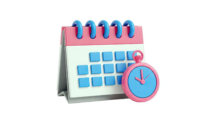 3D Icon of Calendar and Clock