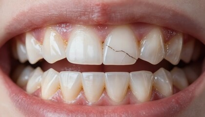 Dental health concerns cracked teeth examination dentist office medical image close-up clinical view oral hygiene awareness
