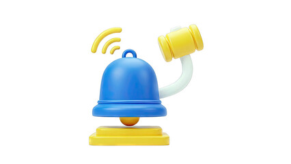 3D Render of Notification Bell with Gavel