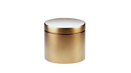 Brushed gold cylindrical container with lid