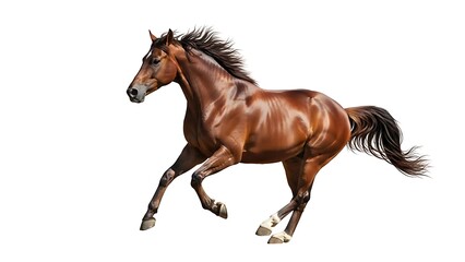 Obraz premium Brown Horse Running Isolated on White Background