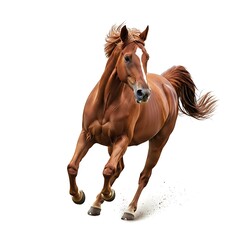 Obraz premium Brown Horse Running Isolated on White Background