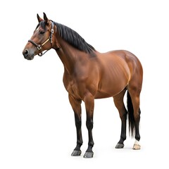 Obraz premium Brown Horse Standing Isolated on White Background