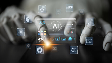 An advanced AI assistant demonstrates its own generative platform. The interface shows how this smart technology can create various forms of digital content and automate tasks. Fermion