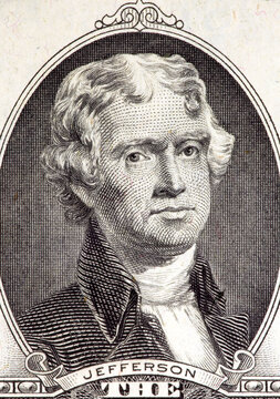 Portrait of Thomas Jefferson on 2 dollar bill