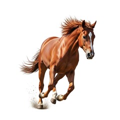 Obraz premium Brown Horse Running Isolated on White Background