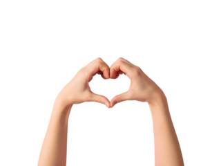 Hands forming heart shape isolated on transparent background valentine's day