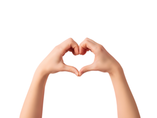 Hands forming a heart shape isolated on transparent background