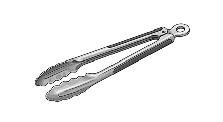 A pair of metal tongs on a white background