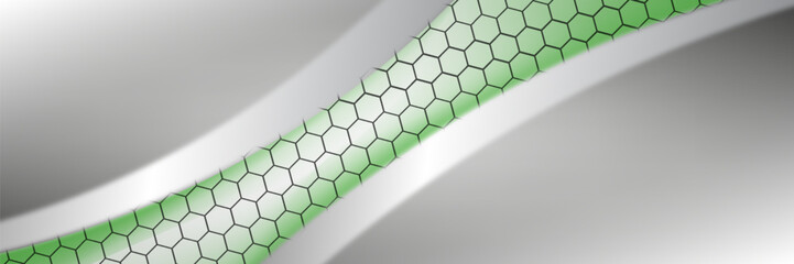 Hexagonal cyberspace green background. Hexagon grid tech pattern.