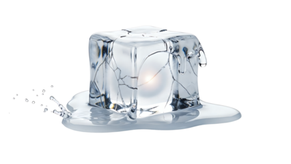 Crystal clear transparent frozen ice cubes with fresh water drops isolated on a white background for a cool blue drink