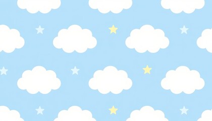 Children's day celebration background pattern with clouds and stars fun decorative design for kids bright and cheerful environment