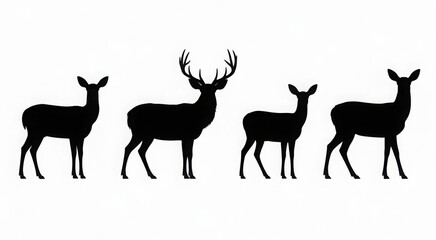 Majestic deer silhouettes collection representing wildlife nature forest animals vector 

