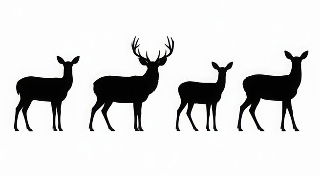 Majestic deer silhouettes collection representing wildlife nature forest animals vector 
 - Powered by Adobe