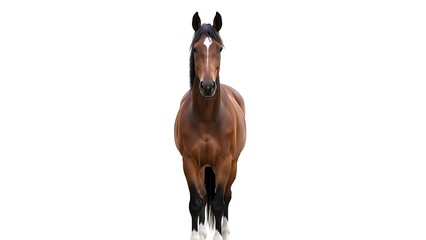 Brown Horse Running Isolated on White Background