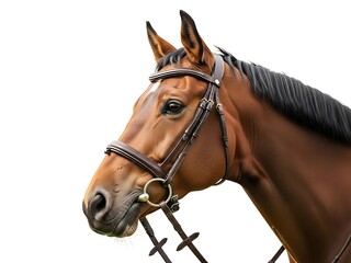Brown Horse with Black Mane Isolated on White Background