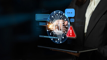 AI interface showing prompt error warning and system alert. AI prompt failure can lead to incorrect output or hallucination. Managing AI prompt error is crucial in safe AI deployment. Spline