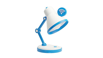 3D Render of a Smart Desk Lamp with Wi-Fi Symbol