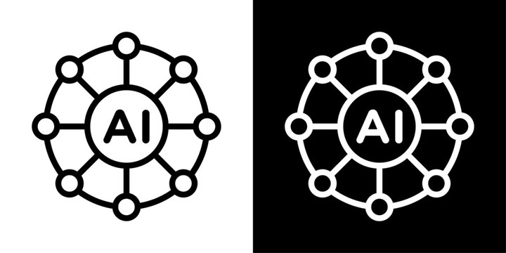AI model icon representing trained artificial intelligence systems, data-driven models, prediction, analytics, and smart automation.