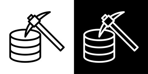 Data mining icon representing data discovery, pattern extraction, analytics, predictive insights, and business intelligence processes.