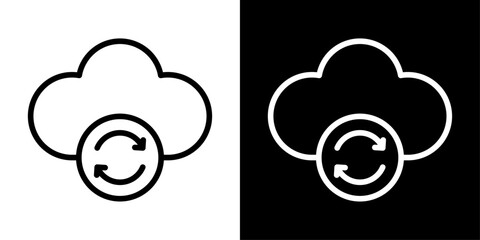Data sync icon representing real-time data synchronization, cloud connectivity, information update, system integration, and automation.