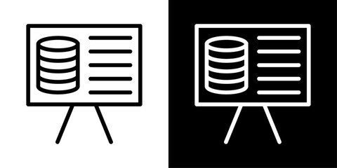 Data training icon representing machine learning model training, data preparation, analytics, pattern learning, and AI development.
