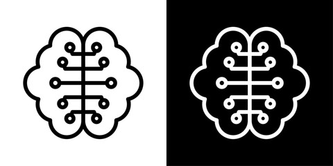 Digital brain icon representing artificial intelligence, human cognition, neural networks, data processing, and smart technology.