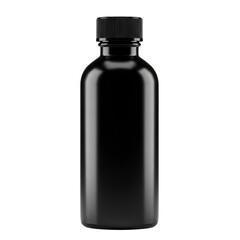 Fototapeta premium Elegant black glass bottle with secure cap isolated on transparent background