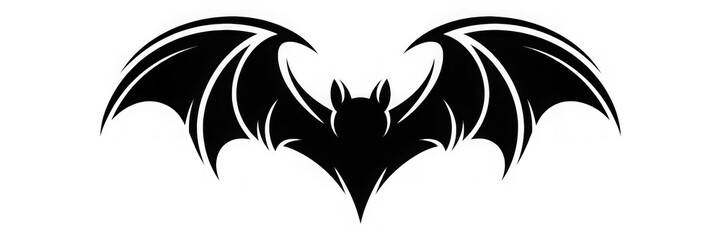 Black bat with spread wings silhouette 
