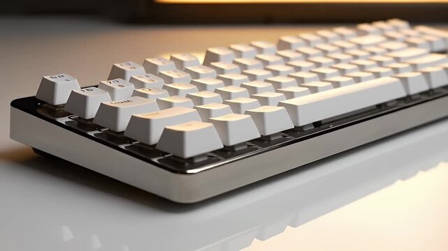 High-quality mechanical keyboard with white keycaps and a sleek metal frame, showcasing modern design and premium build