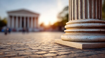 Law Foundation With Clean Lines and Neutral Tones in a Well-Defined Space During Sunset Hours